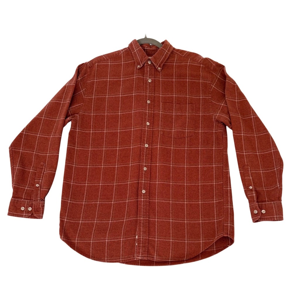 Vintage Fieldmaster Flannel Shirt Men M Rust Plaid Button‎ Down 100% Cotton Read